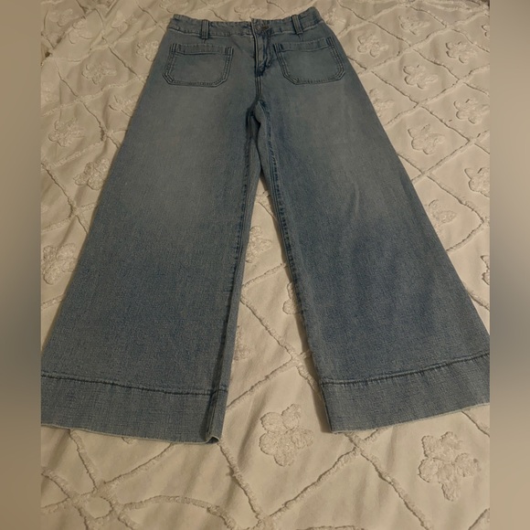 LC Lauren Conrad Wide Leg Cropped Jeans Size 4 Light Wash - Picture 2 of 7